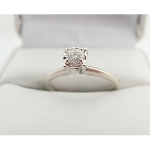 14k Solid White Gold .20ct Diamond Solitaire Engag