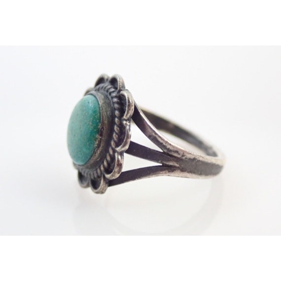 Vintage Navajo Green Turquoise Sterling Silver Ri… - image 3
