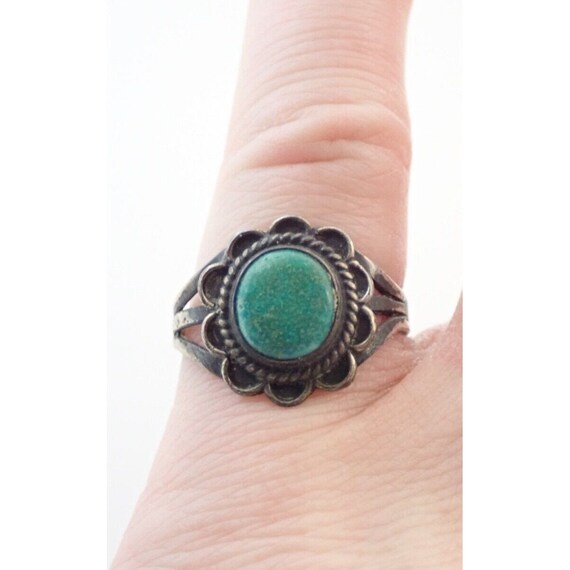 Vintage Navajo Green Turquoise Sterling Silver Ri… - image 5