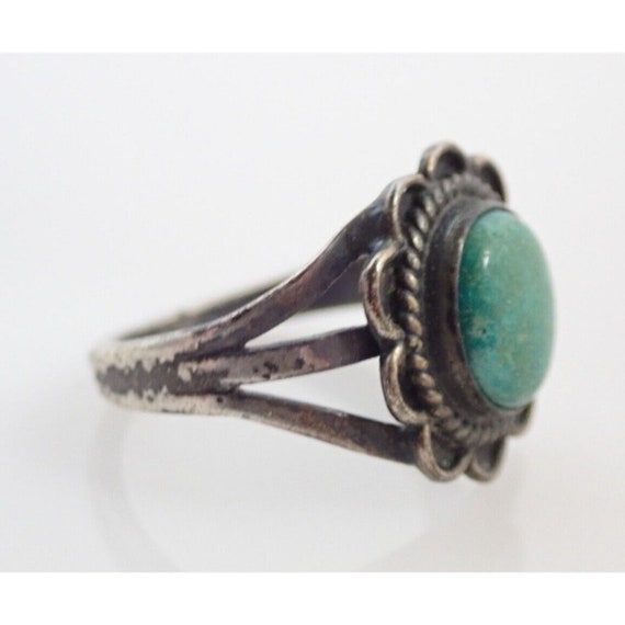 Vintage Navajo Green Turquoise Sterling Silver Ri… - image 2