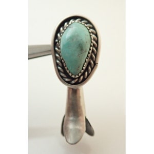 Vintage Navajo Turquoise Squash Blossom Sterling Silver 1 3/4&quot; Necklace Pendant