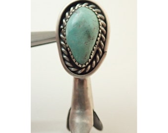 Vintage Navajo Turquoise Squash Blossom Sterling Silver 1 3/4" Necklace Pendant