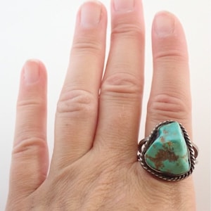 BIG Vintage Navajo Royston Turquoise Nugget Sterling Silver Ring Sz 12.5