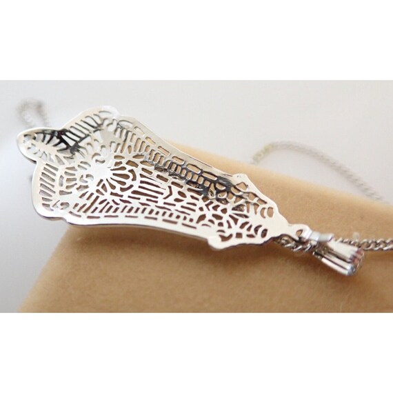 Vintage Sterling Silver 1.5" Filigree Pendant Nec… - image 4