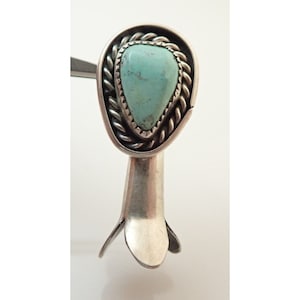 Vintage Navajo Turquoise Squash Blossom Sterling Silver 1 3/4&quot; Necklace Pendant