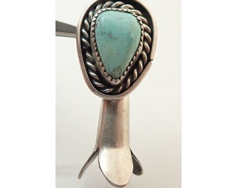 Ciondolo per collana vintage in argento sterling con fiore di zucca turchese Navajo da 1 3/4".