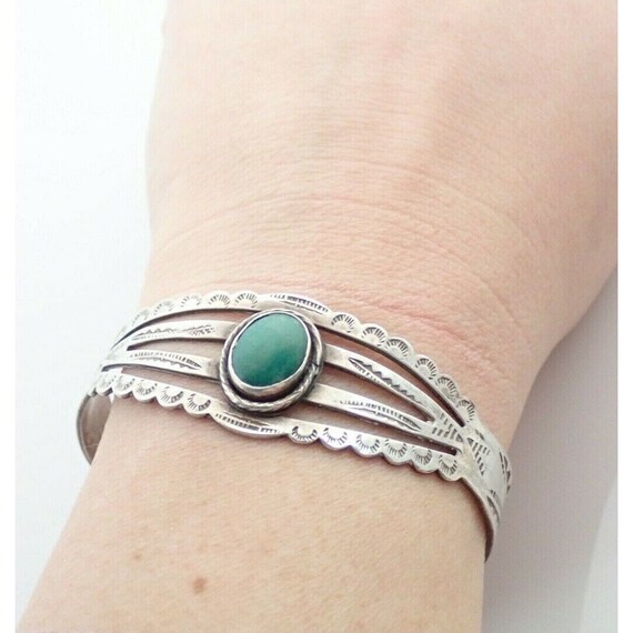 ナバホターコイズグリーン シルバーバングル 50s 60s ☆ ナバホ グリーン ターコイズ サンダーバード