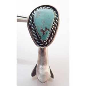 Vintage Navajo turquesa flor de calabaza plata de ley 1 7/8&quot; colgante de collar