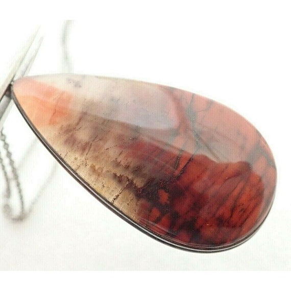 Beautiful Vintage 2" Petrified Wood Sterling Silv… - image 2