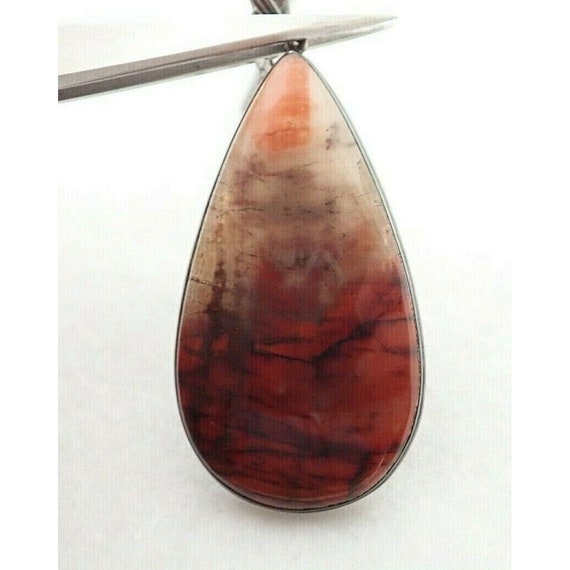 Beautiful Vintage 2" Petrified Wood Sterling Silv… - image 1