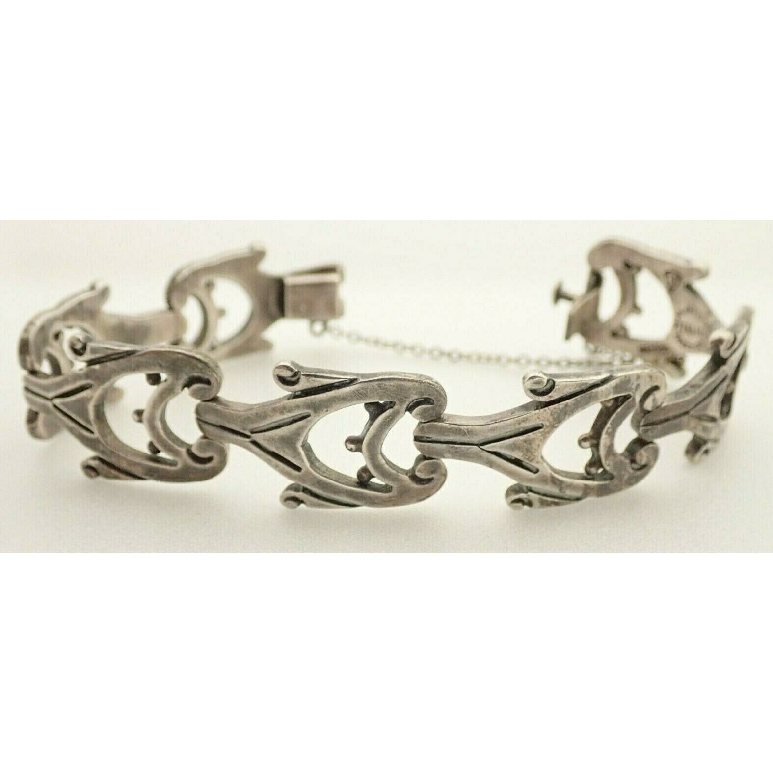 Vintage Signed Taxco Mexico Eagle Mark 3 Sterling Silver 7 Link