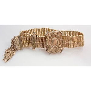 Antique Victorian 10K Gold Filled PS Co Slide Mesh Bracelet