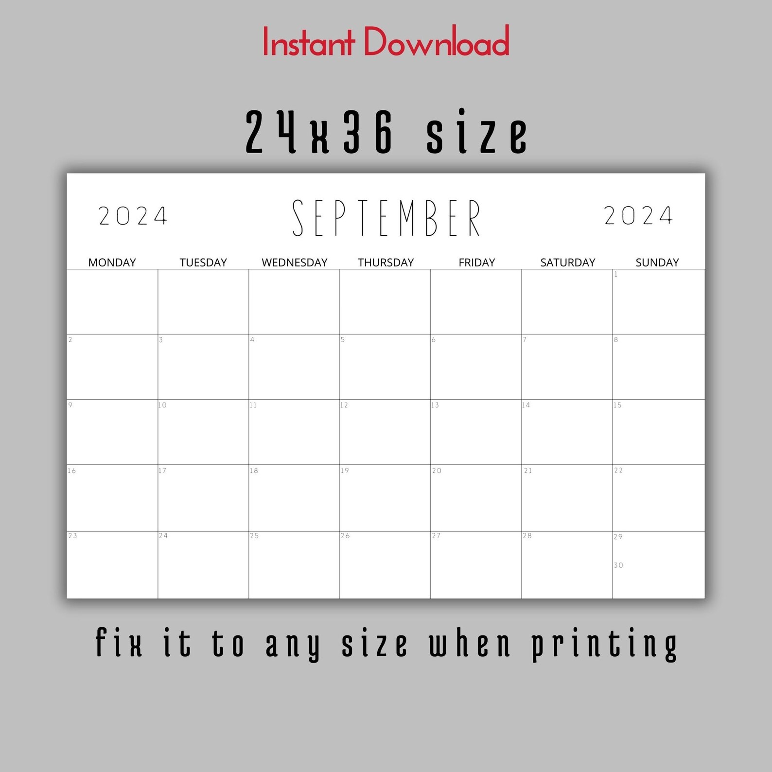 2024 Calendar 2024 Monthly Landscape Calendar, 2024 Elegant Monthly ...
