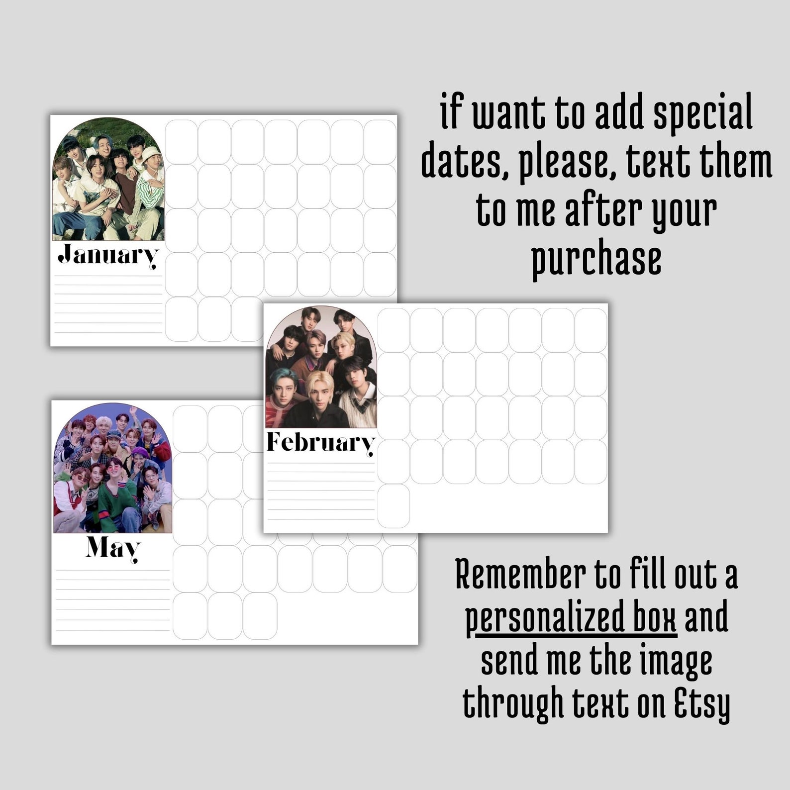 Kpop 2024 Calendar, Digital Calendar, Monthly Planner, Printable ...