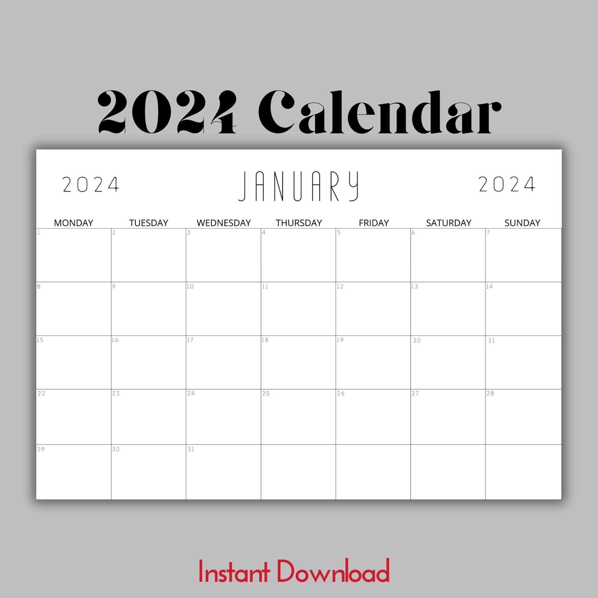 2024 Calendar 2024 Monthly Landscape Calendar, 2024 Elegant Monthly
