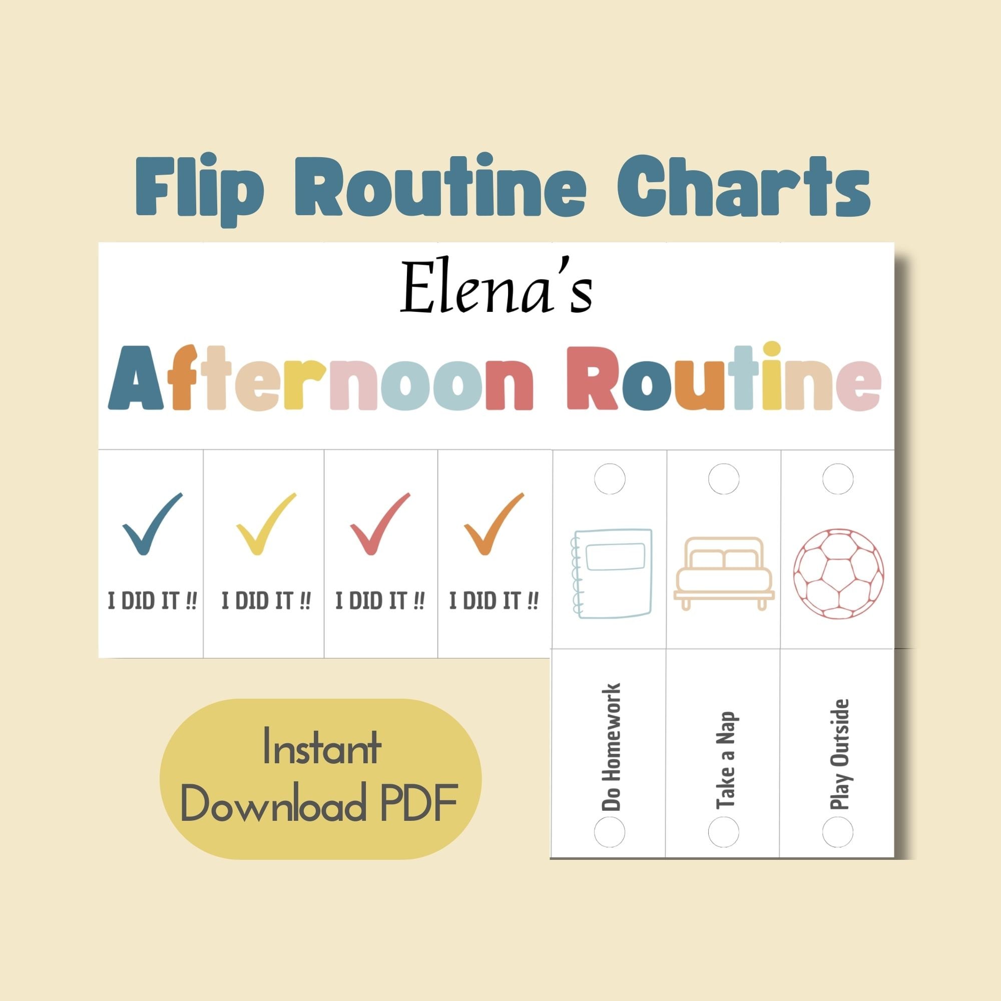Routine Flip Chart Printable, Chore Flip Routine Morning Flip Chart