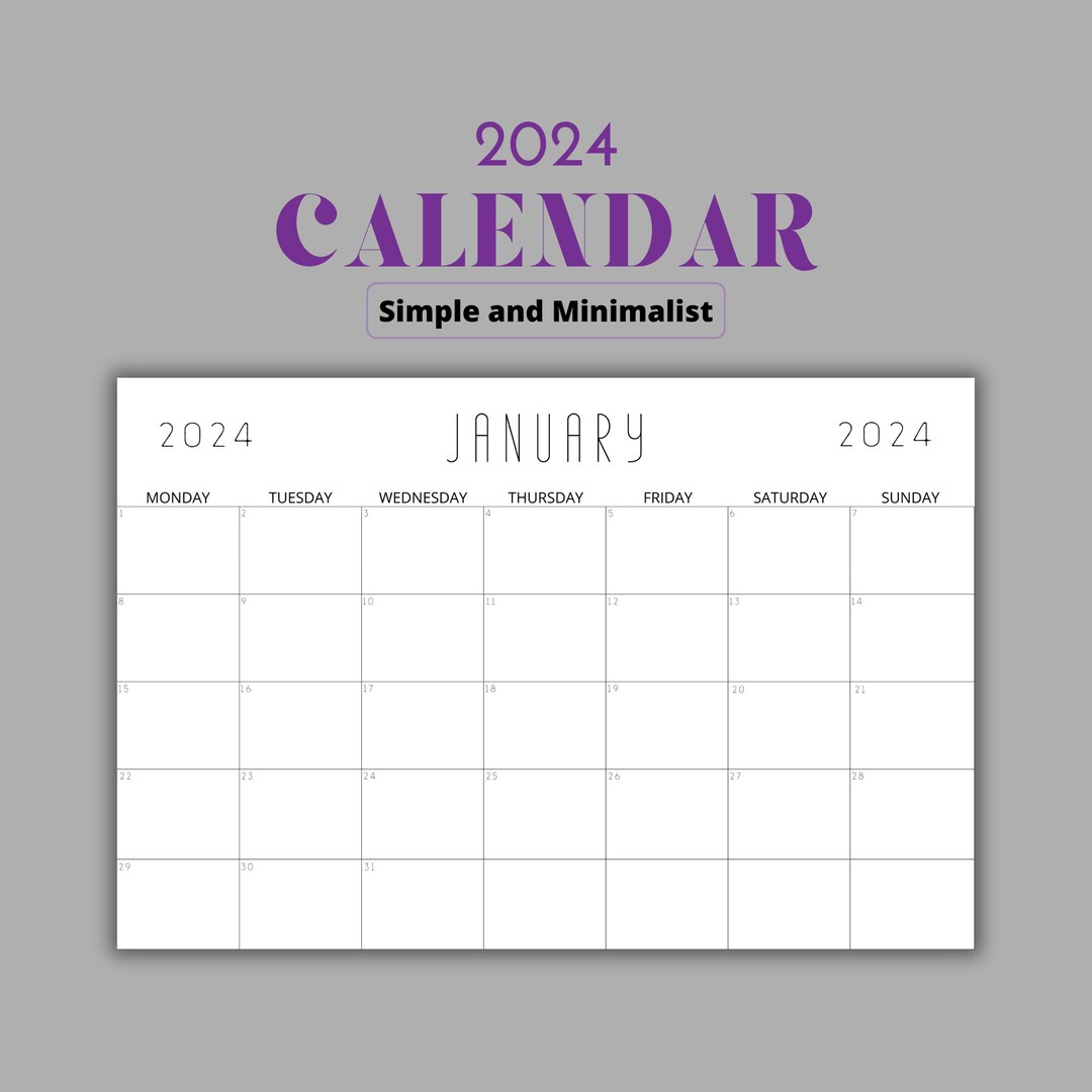 2024 Calendar 2024 Monthly Landscape Calendar, 2024 Elegant Monthly