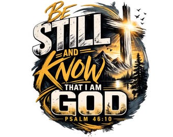 Be Still Know God Psalm 46:10 Christian PNG  (Instant Download)