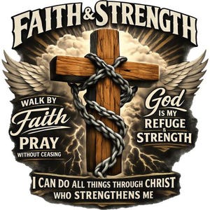 Foi et force Croix Design PNG – Affirmation chrétienne