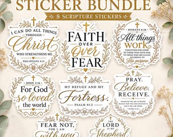 Christian Bible Verse Sticker Bundle, Scripture Stickers,Faith Stickers