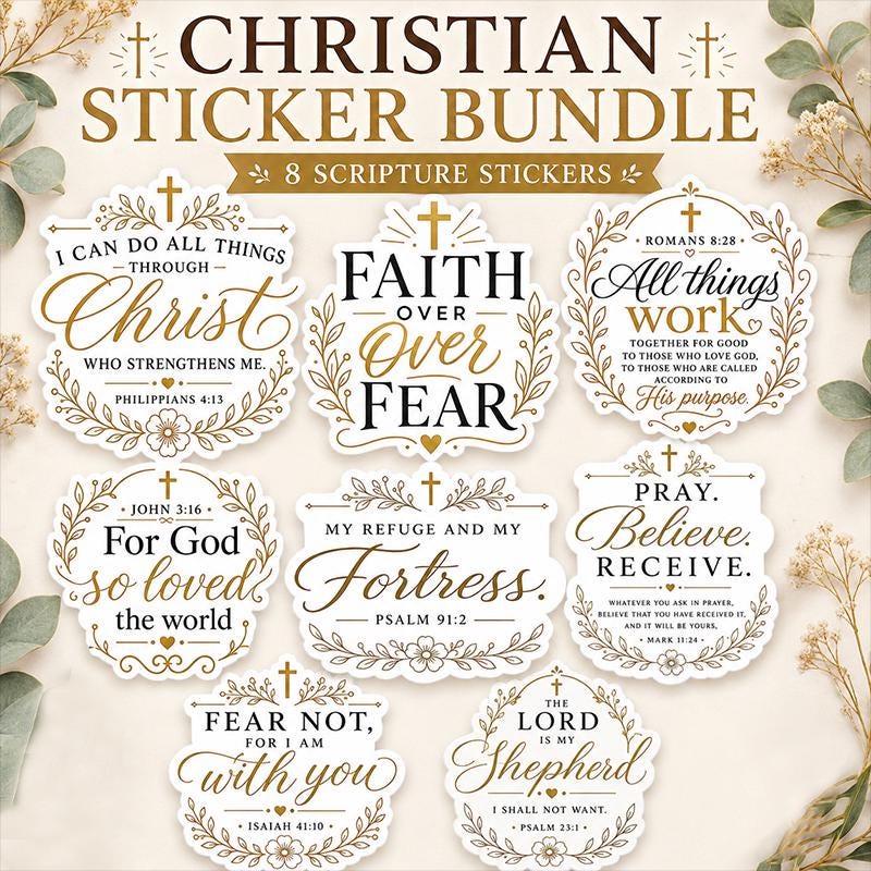 Christian Bible Verse Sticker Bundle, Scripture Stickers,faith Stickers ...