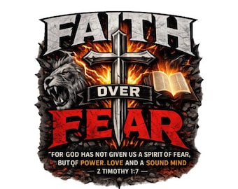 Faith Over Fear Christian T-Shirt Design – Streetwear Graphic (PNG, DTF Print Ready)