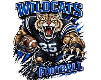 Wildcats Football PNG | Mascot Design | Sublimation PNG | DTF Transfer File | Instant Download