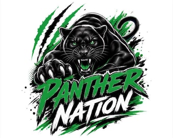 Panther Nation PNG, Fierce Mascot Design, Football Spirit Apparel