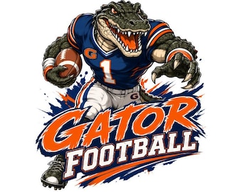 Gator Football PNG, Gator Mascot Design, Football DTF Design