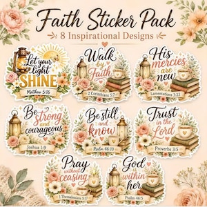 Faith Sticker Pack, Christian Stickers, Inspirational Scripture Stickers, Prayer Journal Stickers, Die Cut Sticker Set