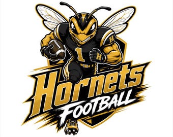 Hornets Football PNG, Mascot Design, School Spirit Football Shirt PNG, Digital Download
