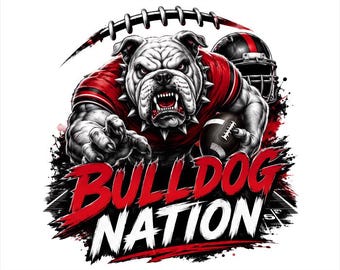 Bulldog Nation Football PNG, Bulldogs Mascot Shirt Design, Football Team Spirit, DTF Ready Sublimation
