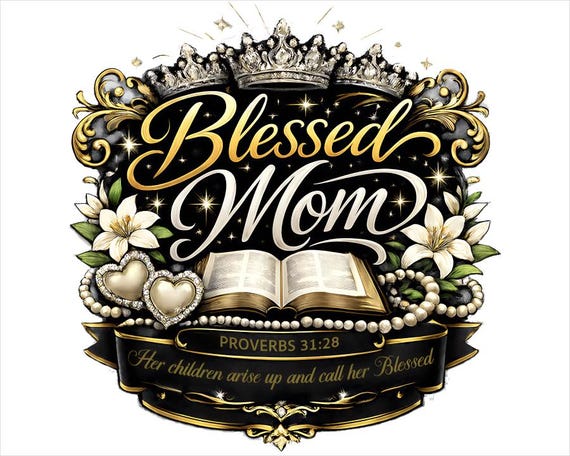 Blessed Mom PNG | Proverbs 31 Christian Mother's Day Graphic