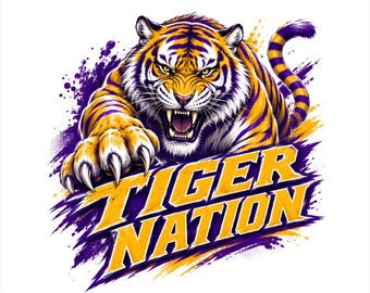 Tiger Nation PNG, Tigers Mascot Shirt Design,Football Spirit, School Spirit Graphic, DTF Ready
