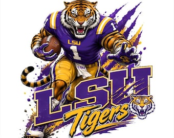 LSU Tigers Football Mascot PNG, Game Day Shirt Design (Digital Download)