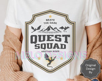 Onyx Storm Shirt Quest Squad tee Badge Fourth Wing Merch Xaden Riorson Violet bookish top romantasy fan Ridoc tshirt Dragon Aretian Rider