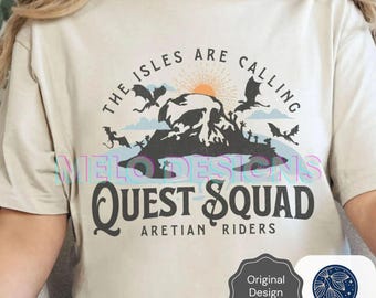 Fourth Wing Quest Squad T-Shirt: Onyx Storm Aretian Rider Tee