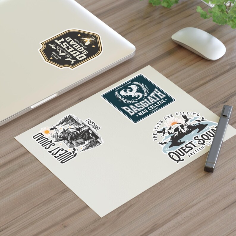 Onyx Storm Stickers Quest Squad Fourth Wing bookish merch Xaden Riorson Violet Broccoli Dragon Rider laptop decal Basgaith War College badge image 6