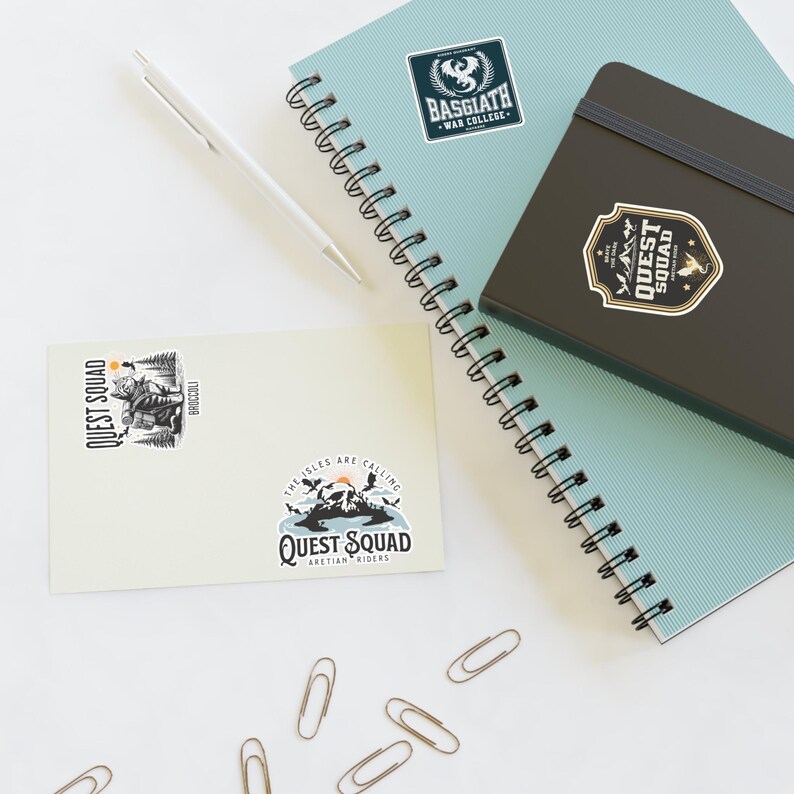 Onyx Storm Stickers Quest Squad Fourth Wing bookish merch Xaden Riorson Violet Broccoli Dragon Rider laptop decal Basgaith War College badge image 5