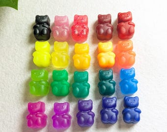20 Thumbtacks - Rainbow or Colored Gummy Bear Resin Push Pins | Durable 20-Pack Handmade Thumbtacks
