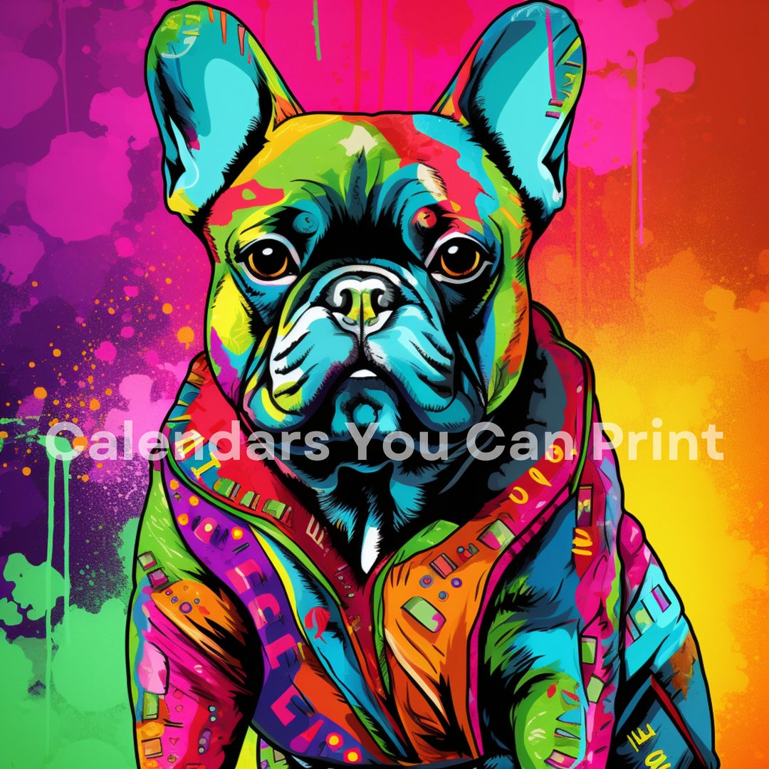 Printable Frenchie Calendar Digital Download no Year or Dates You Fill