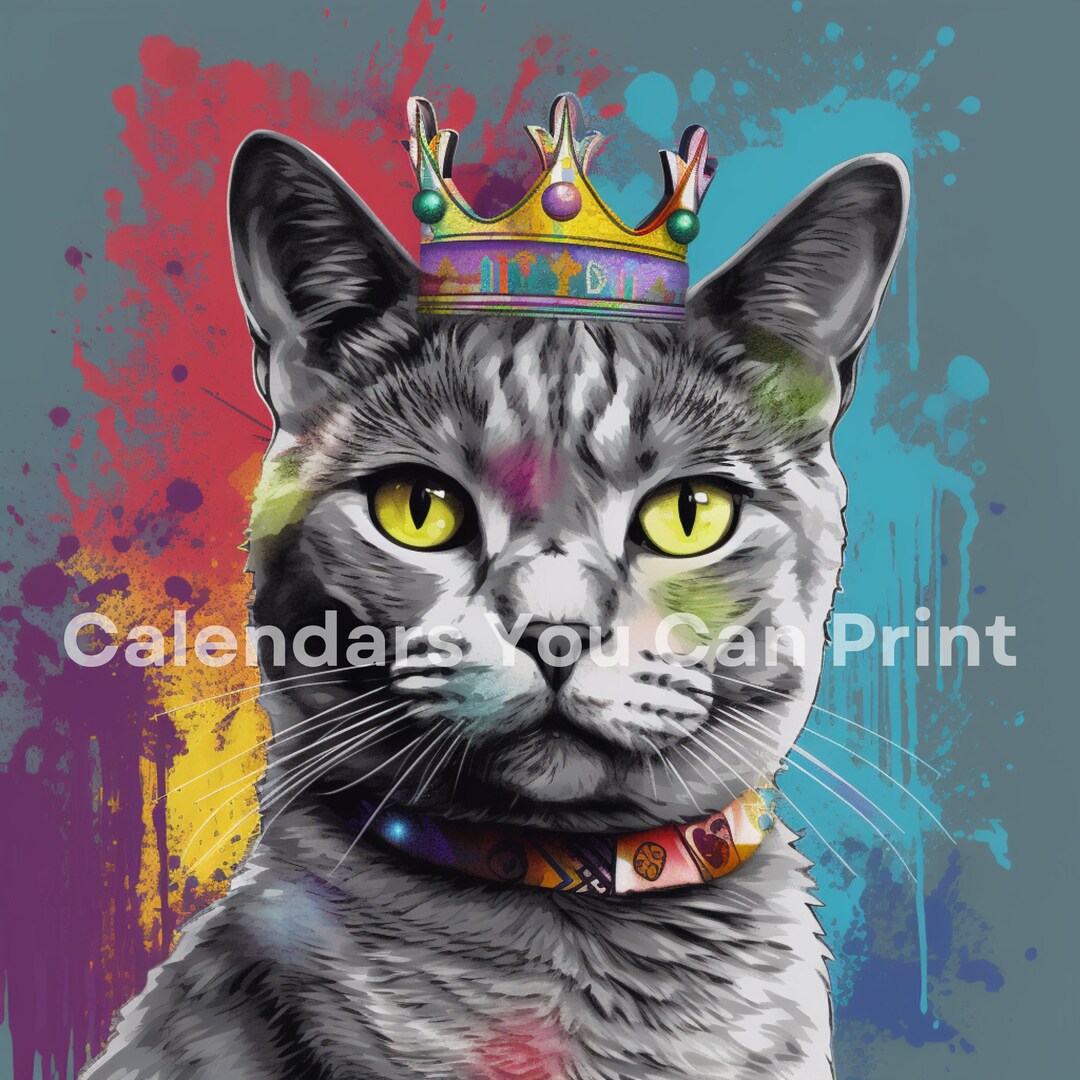Printable Cat Calendar - Digital Download (no Year or Dates - You Fill ...