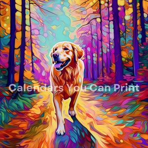 Printable Golden Retriever Calendar - Digital Download (No year or dates - you fill in)