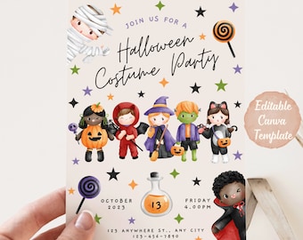 Editable Kids Halloween Party Invitation | Costume Birthday Invite | Instant Download Template