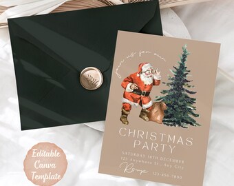 Minimalist Christmas Party Invitation: Editable Holiday Invite (Canva Template)