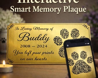 Placa conmemorativa inteligente personalizada para mascotas, marcador de memoria con código QR personalizado (vídeo/canción).