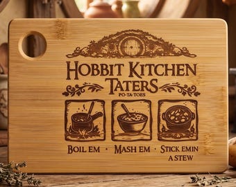El Señor de los Anillos - El Hobbit - Tabla de cortar de cocina - Grabada - "Patatas"