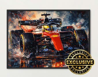 Lámina artística expresiva de Ferrari F1 2026 – Lewis Hamilton – Impresión en papel brillante A4 de 180 g/m² para deportes de motor.