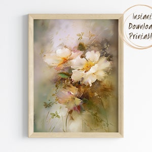 DIGITAL DOWNLOAD - Floral Painting Printable, Beautiful Flowers Poster Wall Art, Botanical Digital Print, Cottagecore Farmhouse Home Decor