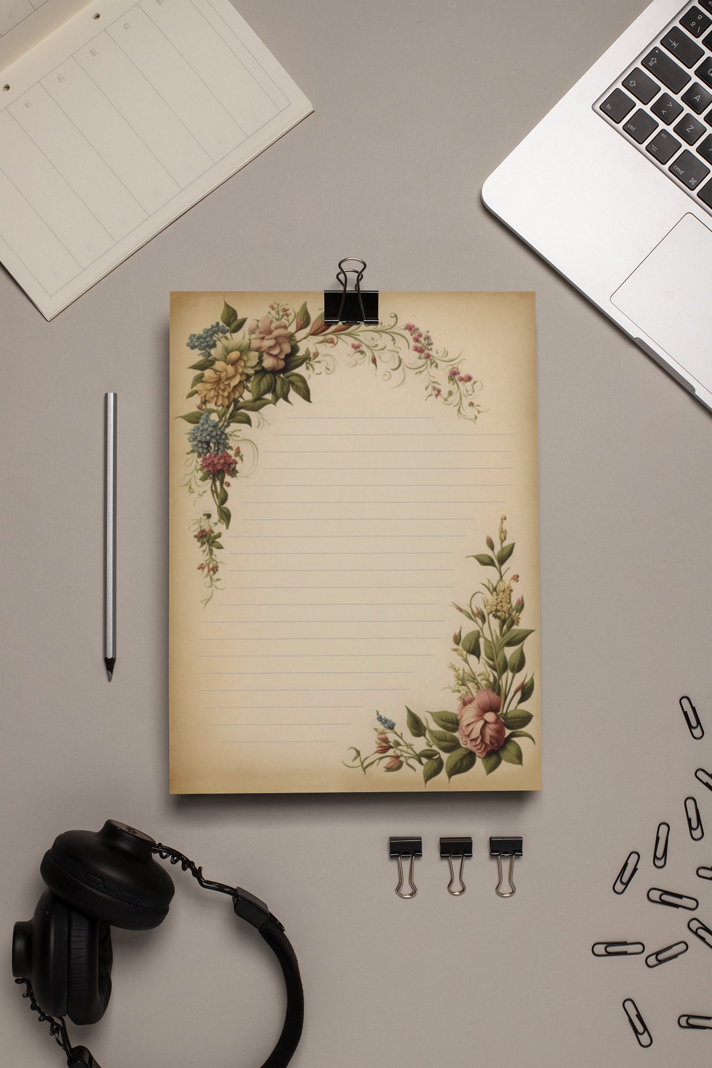 Scrap File With Ruled Pages Printable Stationery Papers, Digital Download Vintage Style A4 & US ...